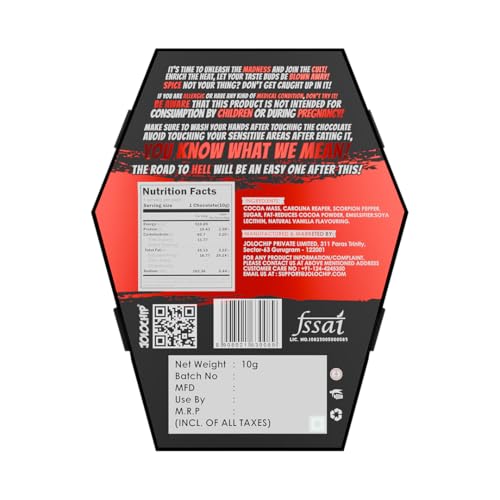 Image of JOLOCHIP Hottest Chocolate Challenge Pack of 2 |Extreme Spicy Chocolate Bar, 2.2 Million Scoville Heat Units, 10 Grams each, (Pack of 2)