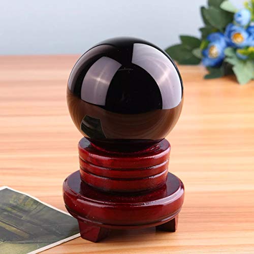 Decoración de Escritorio 80mm Obsidiana De Cristal De Cuarzo Esfera Curación De...
