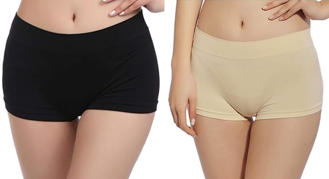 High Coverage Bamboo Micro Modal Spandex Boy Shorts Panties for Women with No Marks Waistband and StayFresh Treatment, (Pack of 2)-image-5