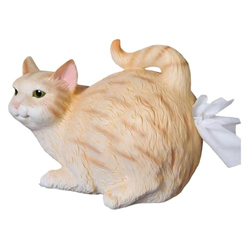 Realistic Tissue Box Holder Cute Chubby Cat Napkin Dispenser Resin Animal Tissue Cover Creative Home Tabletop Decor for Cat Lovers 2 Styles Available (#1)