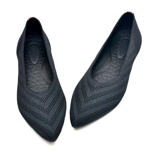 buyrew women39s ballet flats pointed toe knit slip on arch support comfortable dress shoes for women low wedge casual work flats
