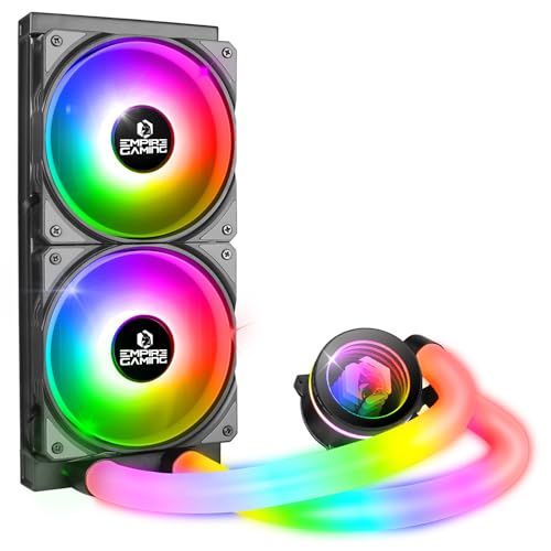 EMPIRE GAMING – Guardian P-W240 Watercooling AIO PC Gamer - Refroidissement de CPU Liquide ARGB 3 Pins 5V - 2x120MM - Intel LGA 1700/1200/115X/1366/2066/2011,AMD AM5/AM4 - Noir
