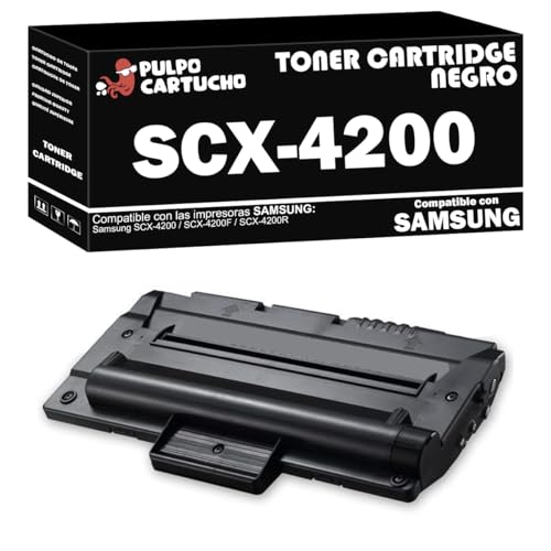 Pulpo Cartucho   Toner SCX 4200 Negro Compatible con Samsung SCX D4200A   Remanufacturado   Valido para Impresoras Samsung SCX 4200 / SCX 4200F / SCX 4200R