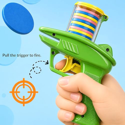 Image of Kidoyz Foam Disc Launcher Toy Gun for Kids | Flying Frisbee Foam Blaster with Stackable Magazine & Easy Trigger Action | Indoor Outdoor Fun Shooting Game | Safe Disc Shooter Toy for Boys & Girls