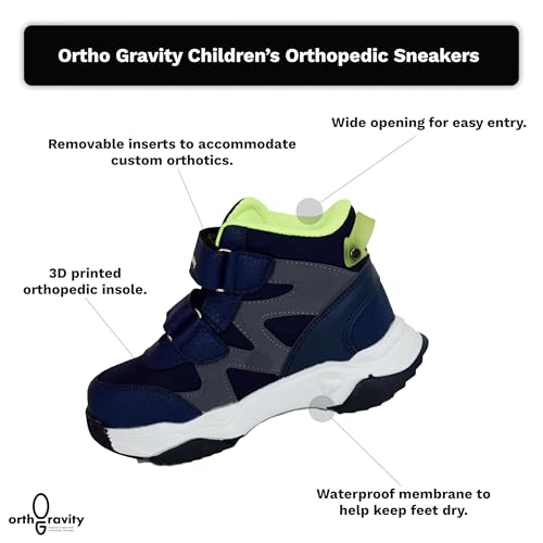 Orthopedic Comfort Kids High Top Sneakers, Wide Opening, Removable Inserts2