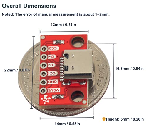 10 pcs USB Type C Conector Hembra Breakout Board miniatura 4