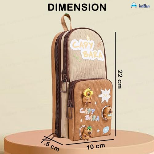 Image of FunBlast Pencil Pouch for Kids, Girls - Capybara Large Capacity Multipurpose Stationery Zipper Pouch for Kids & Adults, Kawaii Aesthetic Pencil Case Organizer, Cute School Supply Bag