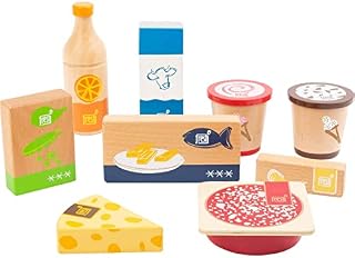 small foot 11441 "fresh", zestaw do zamrażania i lodówek, wykonany z drewna, akcesoria do sklepów handlowych i kuchni dziecięcej, 9-częściowy