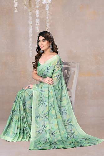 Image of MIRCHI FASHION Saree for Woman Chiffon Floral Printed | Lightweight All-Day Comfortable Women's Sari with Unstitched Blouse Piece (Available in 30 Colors)