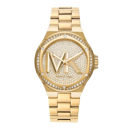 Michael Kors Womens Lennox Three-Hand Gold-Tone Stainless Steel Watch MK7229