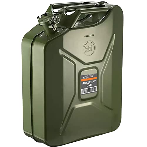 Xtremeauto Jerry Can Fuel Can Metal Petrol Can Water Container Cans Extra Large Liquid Storage Canister For Diesel, Petrol, Oil & Water Container -UN Approved, TUV/GS Certified (20L Jerry Can), Green