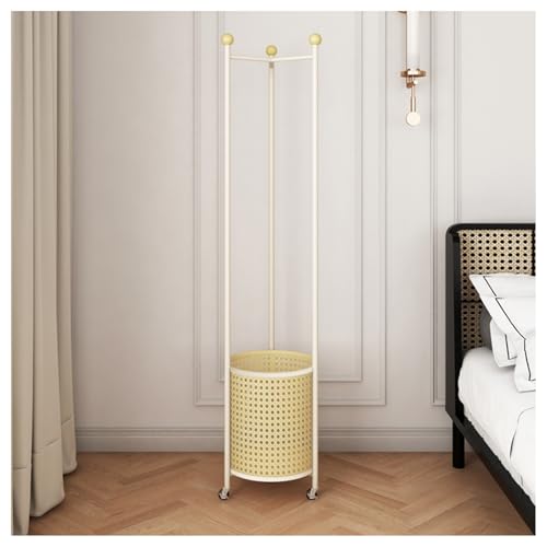 Porte-manteau autoportant mobile : vestiaire compact noir et jaune pour couloir et chambre