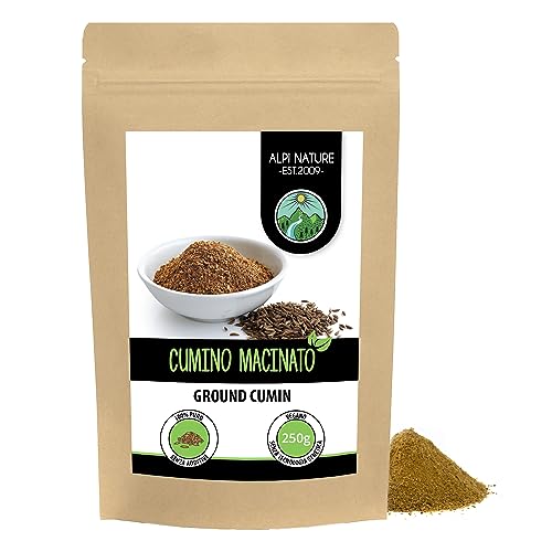 Cumino macinato (250g), polvere di cumino naturale al 100%, semi di cumino macinati naturalmente senza additivi, vegani