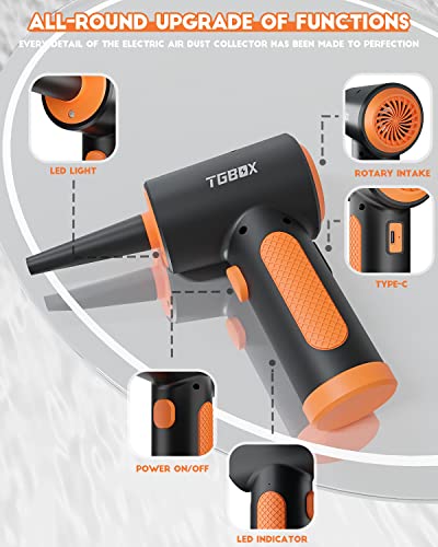 Tgbox Electronic Compressed Air Duster 91000Rpm, 3 Speeds Powerful Cordless Air Duster,Portable Air Blower For Cleaning Computer Keyboard Pc, Orange #TOP5