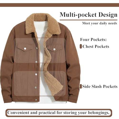 Image of Men's Denim Jacket Vintage-Inspired Jean Jacket with Multiple Pockets - Cotton Blend, Machine Washable