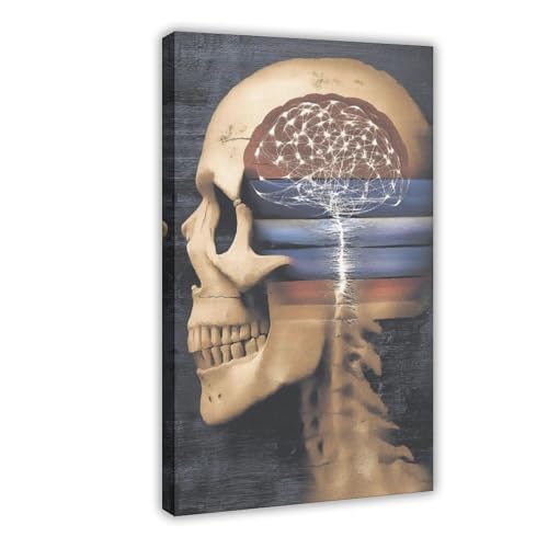 Tête de mort anatomique gothique impression sur toile pour habiller un mur vide