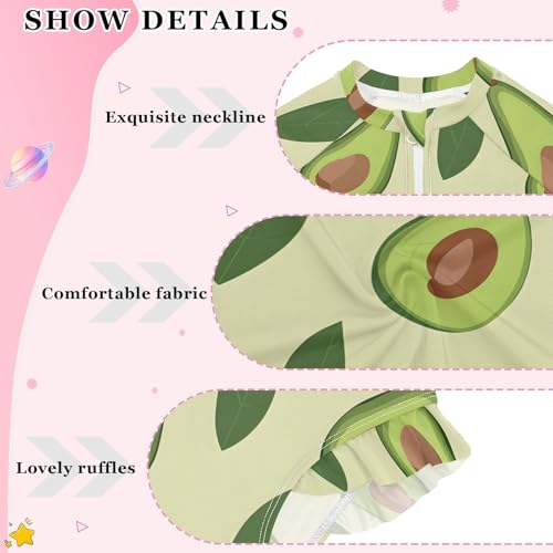 ALAZA Toddler Swimsuit Girl Bathing Suit Swimwear Rash Guard Avocado Light Green Long Sleeve 3T4