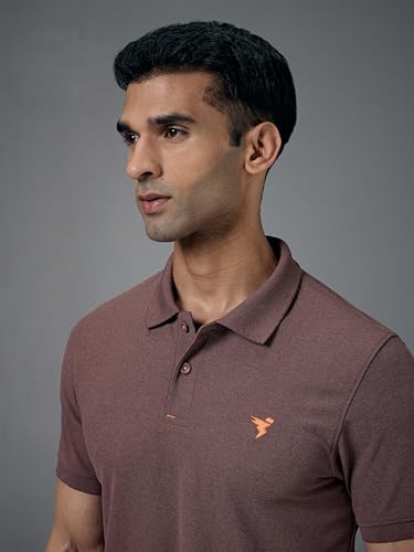 Image of TECHNOSPORT Men's Polyester Slim Fit Self-Design Short Sleeve Polo Matpiq T-Shirt with Anti Microbial, Techno Dry for Regular and Casual Use