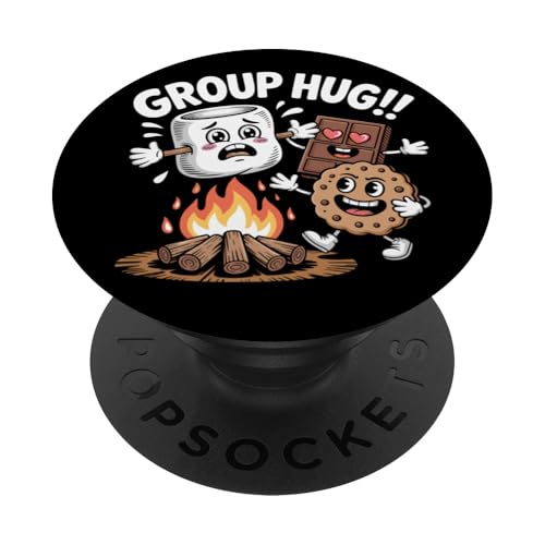 Group Hug Marshmallow Campfire Snack Divertido Camping PopSockets PopGrip Adhesivo