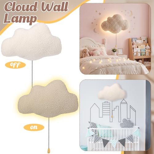 Image of Aurelema Fluffy Cloud Night Light Wall Lamp Sleeping Nursery Lighting Cute Floating Battery Operated Hanging Lamp for Baby Boys Girls Bedroom Room Nursery Wall Decorations