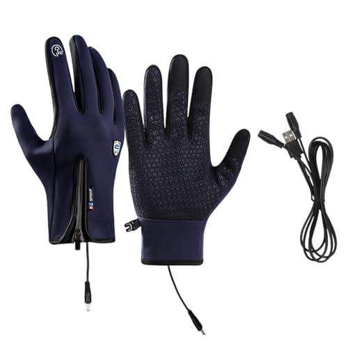 Guantes calientamanos, guantes calefactables recargables | Guantes calientamanos USB | diseño antideslizante con cremallera, equipo de clima frío para actividades al aire libre