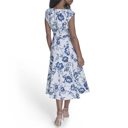 Image of Calvin Klein Women's Sleeveless V-Neck Belted A-Line Midi Dress