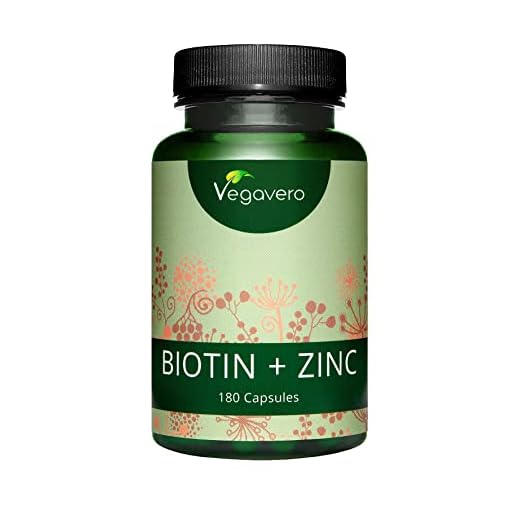 Biotina Vegavero® | 10000 mcg con Zinc | Vegana & La Única Sin Aditivos | Caída Pelo + Crecimiento + Vitaminas Para el Cabello | Piel + Uñas | 180 Cápsulas