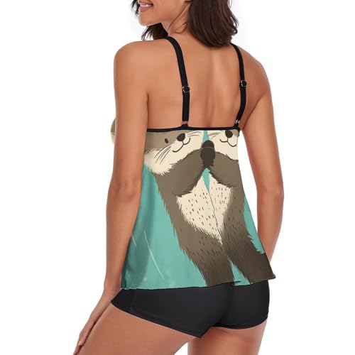 Women Two Piece Swimsuits Monokini High Neck Swimming Suit Athletic Bathing Suit3