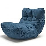 Aiire Fauteuil Pouf Salon Moderne - Pouffe Géant XXL Interieur Adulte ou Ado avec Remplissage pour Décoration de la Chambre – Gros Bean Bag ou Coussin de Sol Bleu