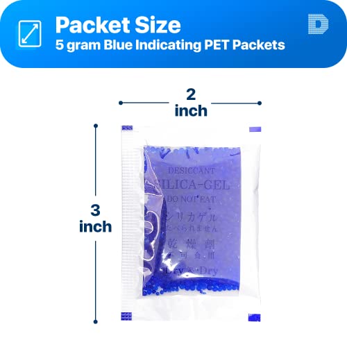 5 Gram [50 Packets] Premium Silica Gel Blue Indicating Silica Gel Packs Desiccant Dehumidifier - Rechargeable Silica Packets For Moisture Absorber Silica Gel Packets #TOP5