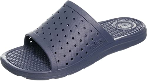 Image of Totes Men's Everywear Slide Sandals Lightweight Waterproof Comfort Slides with Cushioned Footbed for Pool, Beach & Everyday Wear