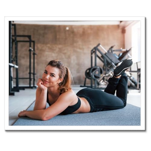 Poster dans un cadre noir déco murale 50x40 cm fille fitness et sport modèle H10744M