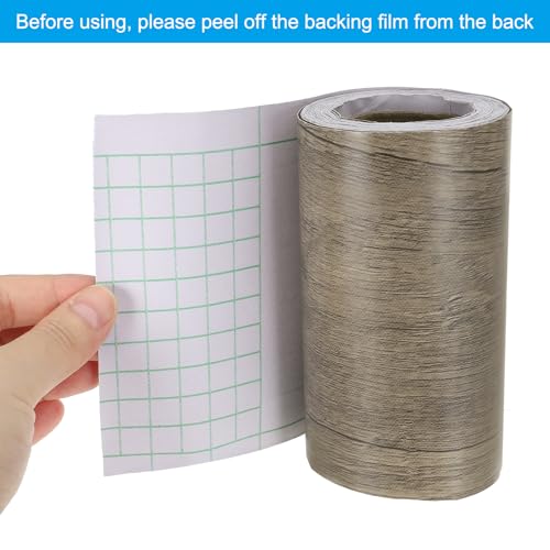 Image of PATIKIL Wood Grain Repair Tape 4.7in x33ft, Self Adhesive Realistic Textured Repair Tape Patch for Floor Door Table Cabinets Desk, Yellow Teak