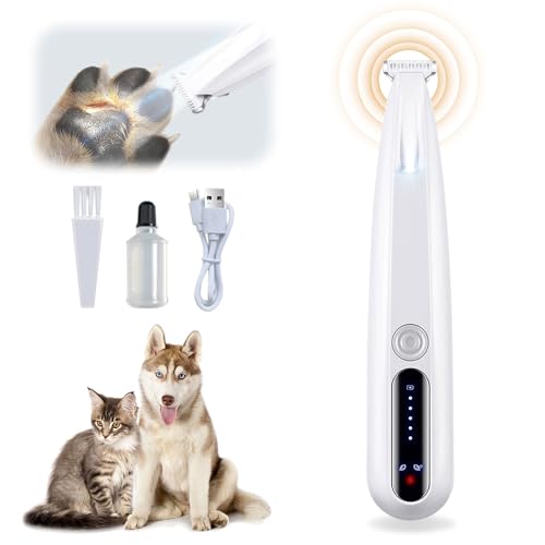 Hulezt Electric Dog Trimmer for Dogs and Cats, 2025 New Pet Hair Clippers for Grooming, Dual Speed Paw Trimmer with LED Display, Grooming Tools for Dog & Cat Feet Hair Care Paws (Standard Set)