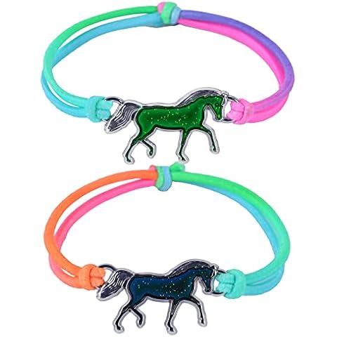 Horse Bracelet | Pack of 2 Mood Bracelets for Children | Horse Bracelet for Girls in Rainbow Colours Mood Bracelet Changes Colour as a Gift for Girls Cover