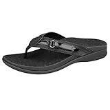Footminders Seymour Women's Orthotic Sandals - Orthopedic Arch Support - Relieve Foot Pain Due to Flat Feet and Plantar Fasciitis (US Women's 7, Black)
