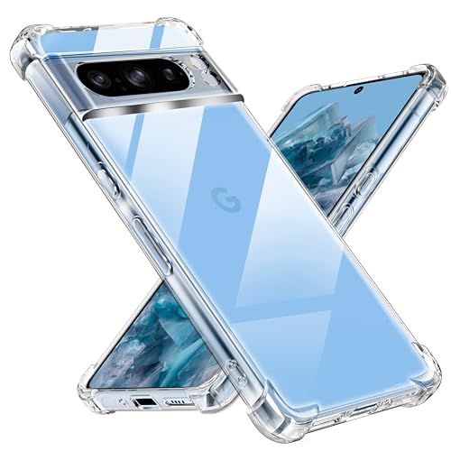 Tentoki für Google Pixel 8 Pro hülle [Anti-Vergilbung] [Deutsche Material] [Ultra Dünn] handyhülle für Google Pixel 8 pro - Durchsichtig