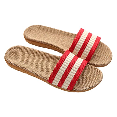 Home Straw Flip- Flops Slipper Bohemia Style Flat Printed Couple Slide Sandals Casual Summer Beach Shoes 1 Pair