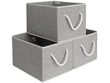 StorageWorks Cotton Storage Bins with Cotton Rope Handles, Closet Bin, Rectangle, Gray, 3-Pack, Jumbo