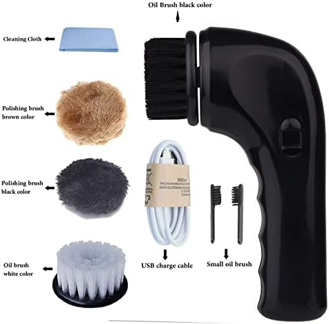 Electric Shoe Polisher, Viiwuu Upgrade Shine Kit Polisher Machine Electric Shoe Shine Tools Brush Shoe Shiner Dust Cleaner Portable Wireless Leather Care Kit for Shoes, Bags, Sofa (Black)