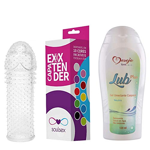 Kit Erótico Capa Peniana Expansiva 15cm Lubrificante A Base De Água Sensações P/Ela
