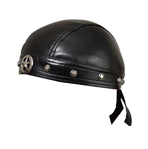 Star Studded Cap Wrap Biker Leather Cool Stylish Black
