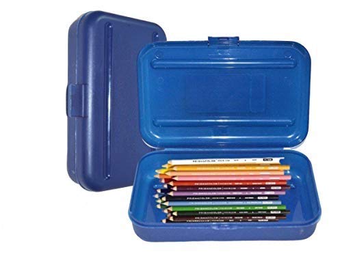 1InTheOffice Pencil Box, Translucent Blue, Plastic School Pencil Boxes, Pack of 2