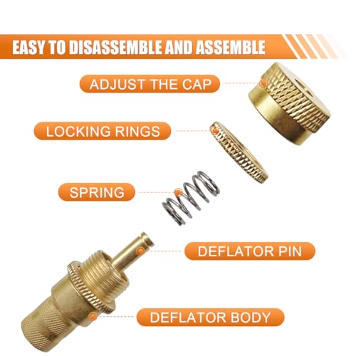 Image of 4PCS Automatic Tire Deflator, Brass Adjustable Tire Deflator Kit, Universal 6-30 PSI Preset Air Down Tire Deflators Offroad Accessories, Fits Most Car, Truck, ATV, Truck