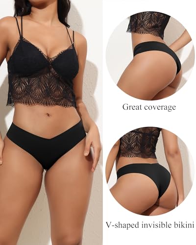 Image of LEVAO Seamless Underwear for Women No Show Cheeky Bikini Panties Stretch V Cut Panty S-XL (Regular & Plus Size)