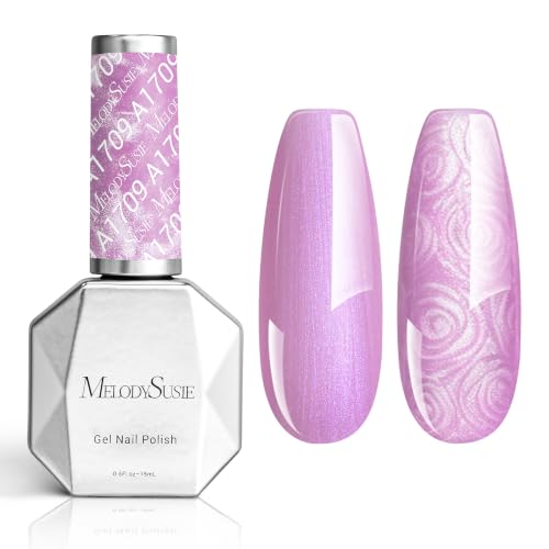 Image of MelodySusie Lavender Purple Pearl Gel Nail Polish,0.5fl oz Soak Off UV LED Drawing Shimmer Gel Polish Soak Off Swirl Shell Thread Effect Gifts for Women Nail Art Manicure Salon DIY Nail Design-A1709