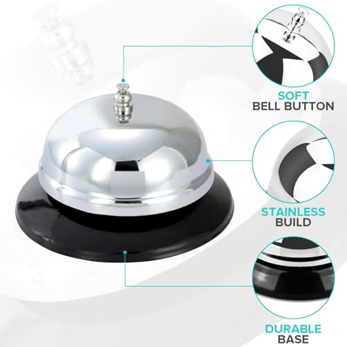 Reception Call Bell Stainless Steel Hand Held Desk Service Bell Attention Call Ringer Counter Bell for Hotels Schools - Image 2
