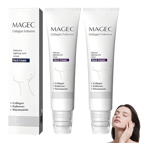 MAGEC Collagen Cream 2026 New Magic Collagen Fullerene Neck Cream with Collagen Peptides Professional Neck Tightening and Lifting Cream for Crepey Skin Wrinkles and Tightening for Skin Types (2pcs)