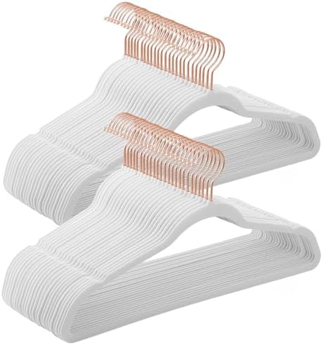 SONGMICS Slim Velvet Hangers, Non-Slip Clothes Hangers with Rose ...