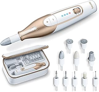 Beurer MP64 Nail Drill Kit, Cordless Electric Nail File with 10 Attachments and LED Light, Electric Manicure Set with Adjustable Speed, E-File for Manicure and Pedicure, with Storage Case